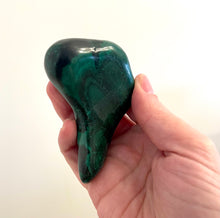 Load image into Gallery viewer, malachite freeform in hand 
