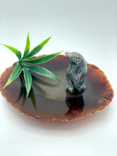 Load image into Gallery viewer, Dolomite penguin on agate with tree
